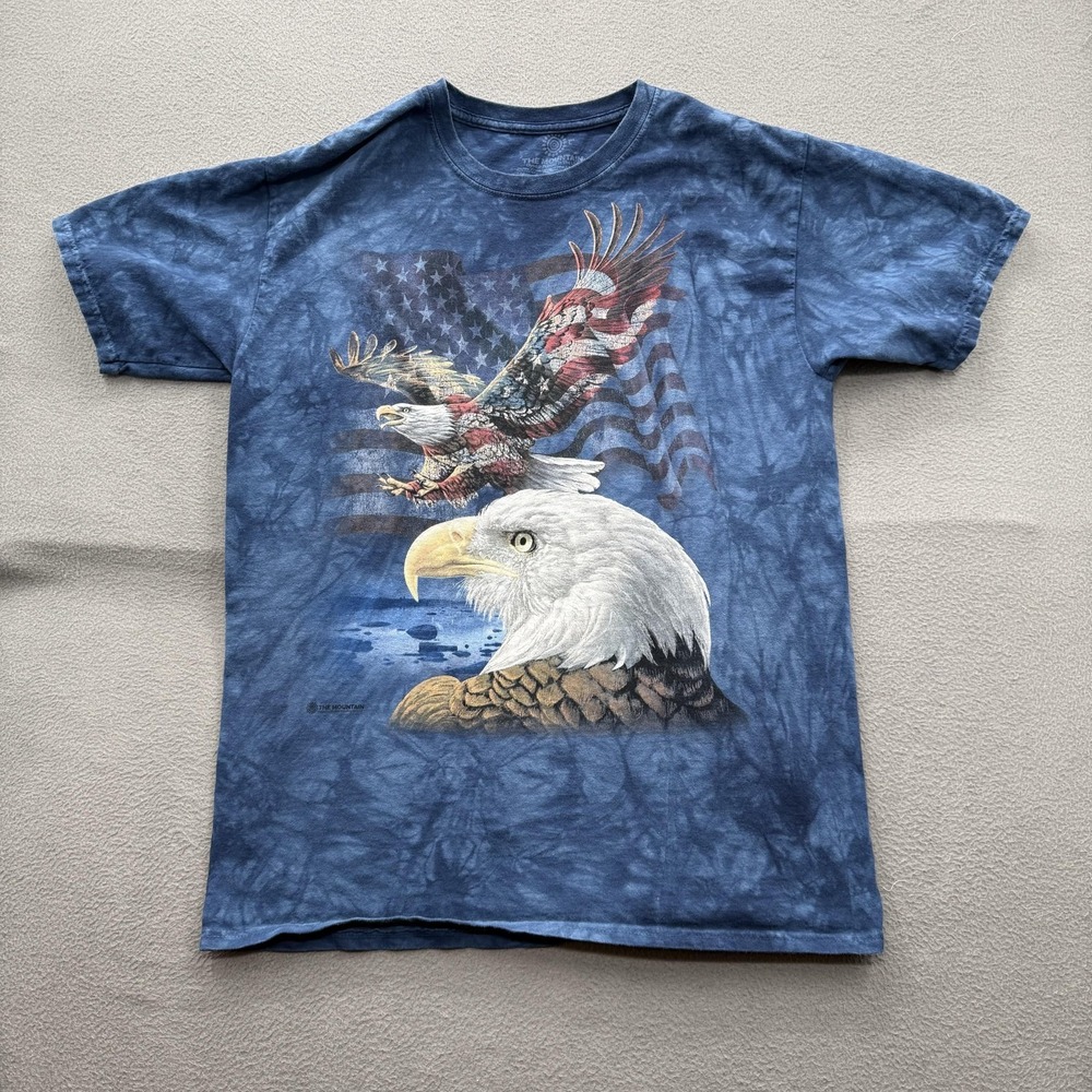 The Mountain Shirt Mens Large Blue Eagle American Flag Graphic Tee Patriotic